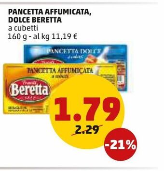 PENNY Pancetta affumicata, dolce beretta a cubetti 160g offerta