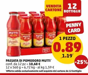 PENNY Passata di pomodoro mutti 12 pz x 560g offerta