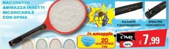 Racchetta Ammazza Insetti Ricaricabile con Spina