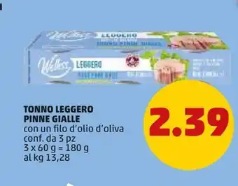 PENNY Tonno leggero pinne gialle 3 pz x 60g offerta