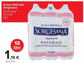 Carrefour Market Acqua naturale sorgesana 6 pz l 2 offerta
