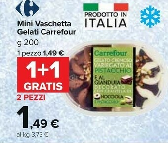 Carrefour Market Carrefour - Gelato Cremoso Variegato Al Pistacchio E Al Gianduia Decorato Con Granella Di Nocciola E Pistacchio 200 G(ml) offerta