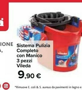 Carrefour Market Vileda Sistema Pulizia Completo Con Manico 3 Pezi offerta