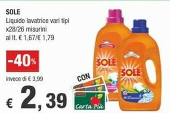 Crai Sole Detersivo lavatrice offerta