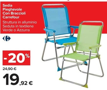 Carrefour Sedia Pieghevole Con Braccioli
