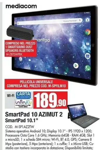Vobis Mediacom Mediacom Smartpad 10 Azimut 2 Smartpad 10.1 Cod M-spiaz2tw offerta