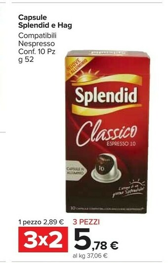 Carrefour Market Splendid Capsule Compatibili Nespresso offerta