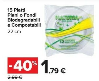 Carrefour Market Naturia 15 Piatti Piani O Fondi Biodegradabili E Compostabili offerta
