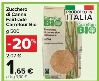 Carrefour Market Carrefour - Zucchero Di Canna Tipo Demerara Biologico 500 G(ml) offerta