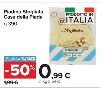 Carrefour Market Casa Della Piada Piadina Sfogliata offerta