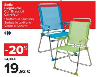 Carrefour Sedia Pieghevole Con Braccioli