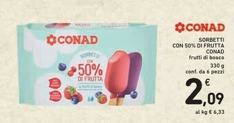 Conad Conad - Sorbetti Ai Frutti Di Bosco 330 G(ml) offerta