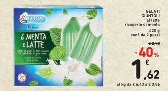 Conad Giuntoli 6 Menta E Latte 420 G(ml) offerta