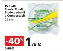 Carrefour Market Naturia 15 Piatti Piani O Fondi Biodegradabili E Compostabili offerta