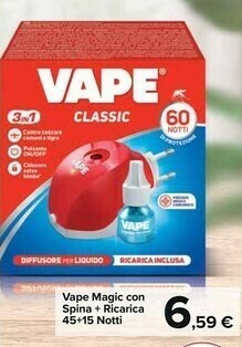 Carrefour Market Vape Magic Con Spina + Ricarica 45+15 Notti offerta
