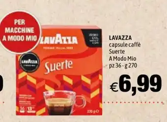 Hurrà Lavazza Capsule Caffè Suerte A Modo Mio 36 pz - 270 g offerta