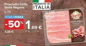 Carrefour Market Negroni Cotto Stella Prosciutto Cotto Alta Qualità offerta