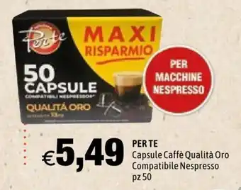 Per te capsule caffè Qualità Oro Compatibile Nespressso 50 pz