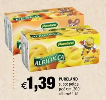 Hurrà Pureland Succo polpa 6 pz x 200 ml offerta
