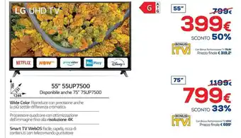 Euronics LG UHD TV 75" 75UP7500 offerta