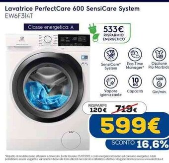 Euronics Lavatrice PerfectCare 600 SensiCare System EW6F314T offerta