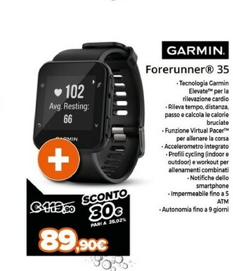 Expert Garmin Forerunner 35 Bluetooth Nero Orologio Sportivo offerta
