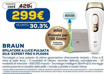 Euronics Braun Epilatore A Luce Pulsata Silk-Expert Pro 5 PL5054 offerta