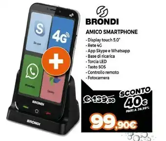 Expert Brondi Amico Smartphone 4G 12,7 Cm (5") Doppia SIM Micro-USB 1 GB 8 GB 2200 MAh Nero offerta