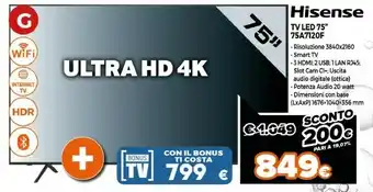 Expert Hisense TV Led 75a7120f offerta