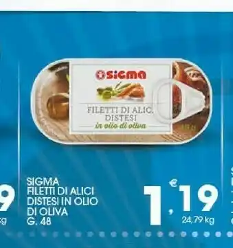 Ok Sigma Sigma Filetti Di Alici Distesi In Olio Di Oliva 48 G offerta