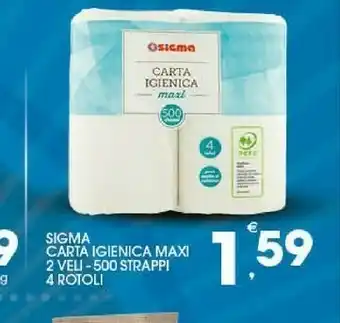 Ok Sigma Sigma Carta Igienica Maxi 2 Veli 500 Strappi 4 Rotoli offerta