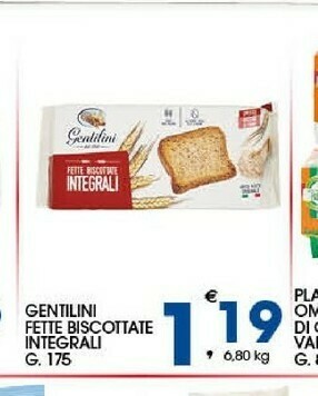 Sigma Gentilini Fette Biscottate Integrali 175 G(ml) offerta