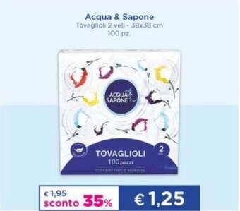 Acqua & Sapone Acqua & Sapone Tovaglioli 2 veli 38x38 cm 100 pz offerta