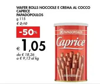 Bennet Papadopoulos Caprice Wafer Rolls Nocciole E Crema Al Cocco offerta