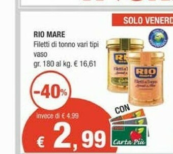 Crai Rio Mare Tonno Rio mare offerta