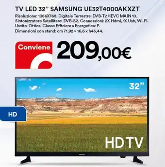 Ipercoop Samsung TV LED 32" UE32T4000AKXZT offerta