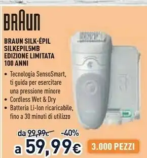 Unieuro Braun Silk-épil 5 Epilatore Donna, Design Edition, Custodia Da Viaggio - Bianco - Edizione Limitata 100 Anni offerta