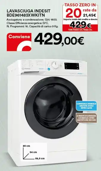 Ipercoop Indesit Lavasciuga BDE961483XWKITN offerta