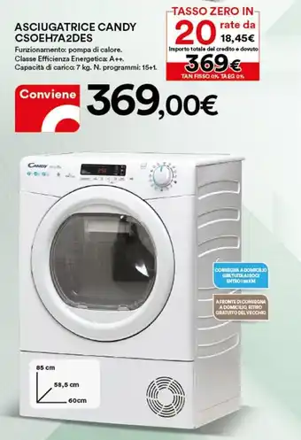 Ipercoop Candy Asciugatrice CSOEH7A2DES offerta