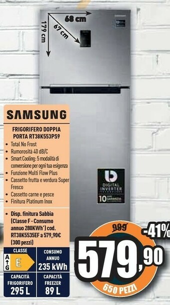 Unieuro Samsung RT38K553PS9 Frigorifero Con Congelatore Libera Installazione E Acciaio Inossidabile offerta