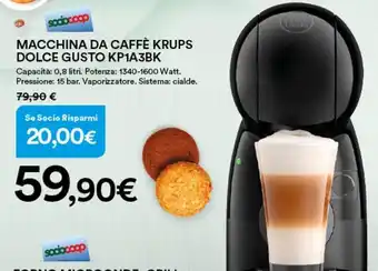 Ipercoop Krups Macchina Da Caffè Dolce Gusto KP1A3BK offerta