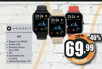 Unieuro Amazfit GTS 2e 4,19 Cm (1.65") AMOLED Nero offerta