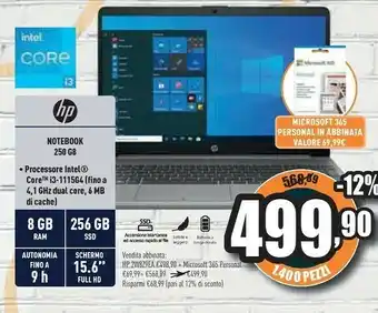 Unieuro HP Notebook 258 GB offerta