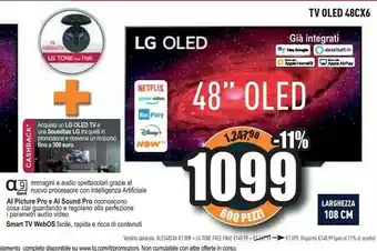 Unieuro LG OLED48CX6LA 121,9 Cm (48") 4K Ultra HD Smart TV Wi-Fi Nero offerta