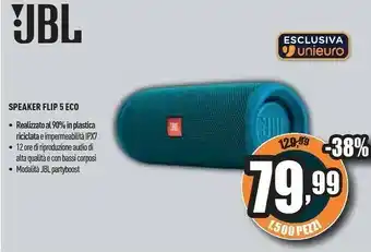 Unieuro Jbl FLIP 5 ECO 20 W Blu offerta