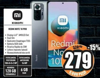 Unieuro Xiaomi Redmi Note 10 Pro offerta