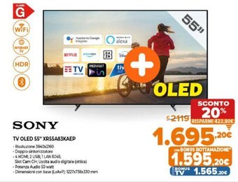 Expert Sony TV OLED 55" XR55A83KAEP offerta