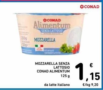 Spazio Conad Mozzarella senza lattosio conad alimentum offerta