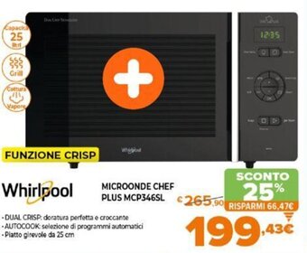 Expert Whirlpool Microonde Chef Plus MCP346SL offerta