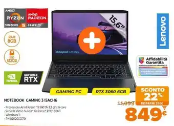 Expert Lenovo Notebook Gaming 3 15ACH6 offerta